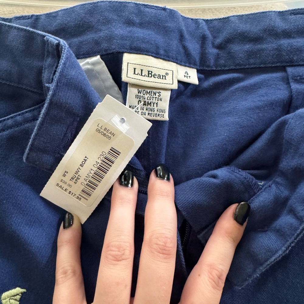 L.L. Bean Navy Pants with Lemon Accents